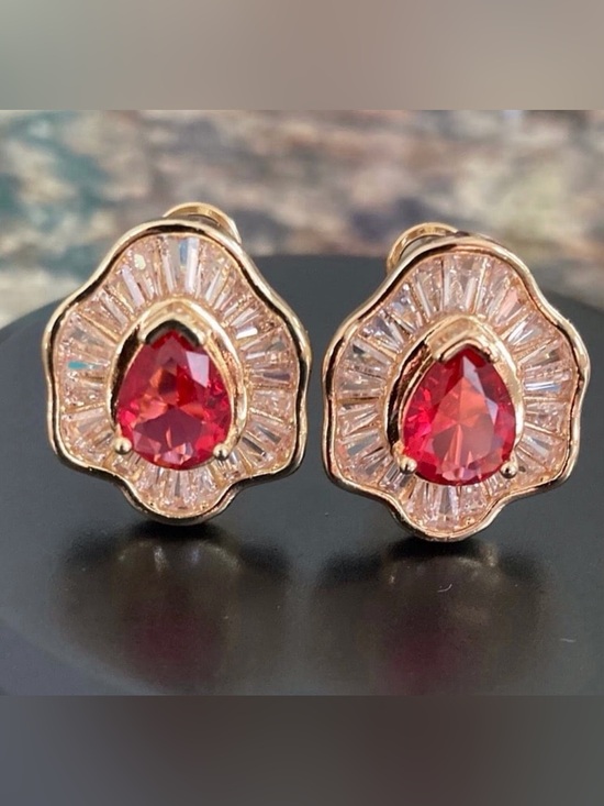 Neiman Marcus Jewelry - 14k Pear Cut Ruby Earrings